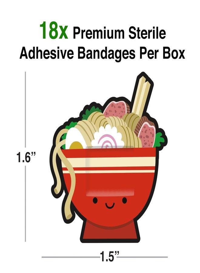 GAMAGO Ramen Adhesive Bandages – Pack of 18 Sterile Individually Wrapped Self-Adhesive Bandages for Kids & Adults, First Aid Kit Plasters, Sterile, Latex-Free, Easy to Remove - Image 2